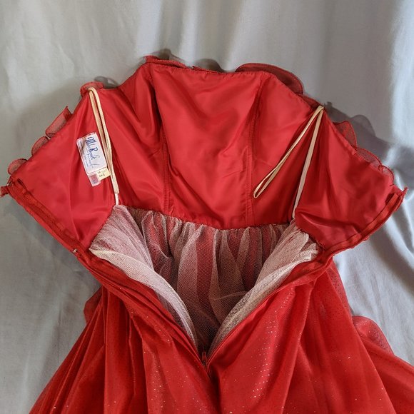 Red Strapless sparkle Prom Dress by Mike Benet Formals small Vintage! EUC! - Picture 7 of 17